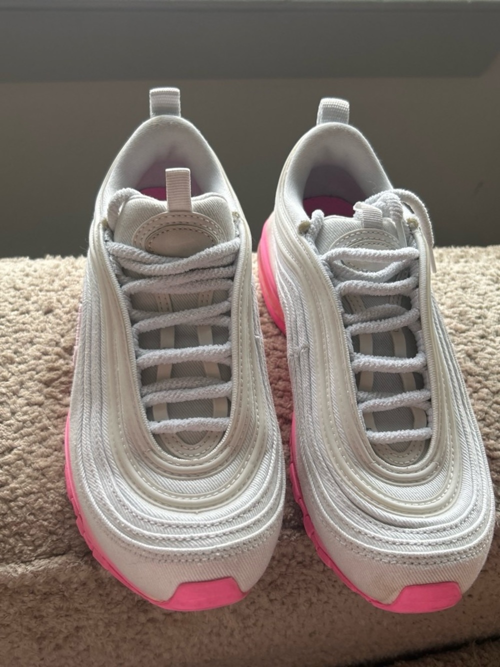 Nike White and Pink Women's Athletic Sneakers